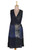 Crinkle Rayon Blue and Taupe Wrap Dress 'Blue Fusion'