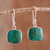 Square Chrysocolla Dangle Earrings from Peru 'Window'