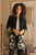 Floral Pattern Knit 100 Baby Alpaca Long Cardigan from Peru 'Midnight Floral'
