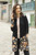 Floral Pattern Knit 100 Baby Alpaca Long Cardigan from Peru 'Midnight Floral'