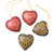 Traditional Batik Wood Heart Ornaments from Java Set of 4 'Traditional Hearts'