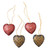 Traditional Batik Wood Heart Ornaments from Java Set of 4 'Traditional Hearts'