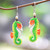 Bone Seahorse Dangle Earrings with Pearl and Amethyst 'Happy Seahorses'