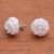 Hand-Carved Bone Rose Button Earrings from Bali 'Fascinating Roses'