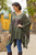 Woven Cotton Blend Poncho in Olive Green from Peru 'Olive Mountain'