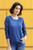 Knit Cotton Blend Pullover in Royal Blue from Peru 'Warm Valley in Royal Blue'