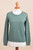 Knit Cotton Blend Pullover in Green from Peru 'Warm Valley in Jade'