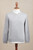 Men's V-Neck Cotton Blend Pullover in Pearl Grey from Peru 'Warm Adventure in Pearl Grey'