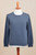 Men's Crew Neck Cotton Blend Pullover in Indigo from Peru 'Casual Comfort in Indigo'