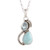 Blue Topaz and Larimar Teardrop Pendant Necklace from India 'Two Teardrops'