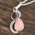 Garnet and Opal Teardrop Pendant Necklace from India 'Two Teardrops'