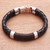 Leather and Sterling Silver Braided Wristband Bracelet 'Beautiful Connection'