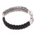 Black Braided Leather and Sterling Silver Link Bracelet 'Majestic Duo in Black'