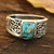 Men's Composite Turquoise Sterling Silver Band Ring 'Bold Vine'