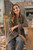 Knit Cotton Cardigan in Dark Taupe from Thailand 'Cross Stitch in Dark Taupe'