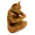 Carved Suar Wood Sculpture 'Mindful Cat'