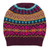 Multi-Color 100 Alpaca Knit Hat with Rows of Varying Motifs 'Colorful Carousel'