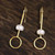 Gold Plated Cultured Pearl Dangle Earrings from India 'Ring Glow'