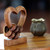 Hand Carved Suar Wood Romantic Sculpture 'Heart Power'