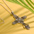 Floral Cross Sterling Silver Pendant Necklace from India 'Floral Faith'