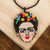 Frida-Themed Glass Beaded Pendant Necklace from Mexico 'Fantastic Frida'