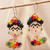 Frida Kahlo Glass Beaded Dangle Earrings from Mexico 'Frida Beads'