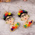 Frida Kahlo Glass Beaded Dangle Earrings from Mexico 'Frida Beads'
