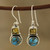 Square Citrine and Composite Turquoise Dangle Earrings 'Glittering Combo'