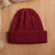 Cranberry Red 100 Alpaca Soft Cable Knit Hat from Peru 'Comfy in Burgundy'