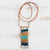 Blue and Brown Glass and Leather Pendant Necklace 'Layers of Ocean'