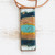 Blue and Brown Glass and Leather Pendant Necklace 'Layers of Ocean'