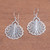 Fan Pattern Sterling Silver Dangle Earrings from Bali 'Peacock's Tail'