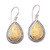 Swirl Pattern Gold Accented Sterling Silver Dangle Earrings 'Droplet Frames'