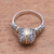 Round Gold Accented Sterling Silver Cocktail Ring 'Patterned Orb'