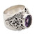 Floral Sterling Silver and Faceted Amethyst Ring from Bali 'Lilac Frangipani'