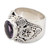Floral Sterling Silver and Faceted Amethyst Ring from Bali 'Lilac Frangipani'