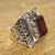 Men's Rectangular Garnet Ring from India 'Delhi Crimson'