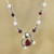 Leaf Pattern Garnet and Cultured Pearl Necklace 'Radiant Garland'