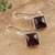 Square Garnet Dangle Earrings from India 'Fiery Squares'