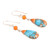 Carnelian and Composite Turquoise Dangle Earrings from India 'Teardrop Glamour'