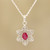 Foral Faceted Ruby Pendant Necklace from India 'Snow Flower'