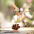 Wood Hummingbird Sculpture Crafted in Bali 'Sipping Hummingbird'
