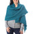 Knit Cotton Ruana in Teal from Thailand 'Chic Warmth in Teal'