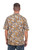 Men's Short-Sleeved Brown Cotton Batik Shirt from Bali 'Brown Leaf Shadows'