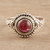 Garnet and Sterling Silver Cocktail Ring from India 'Gemstone Moon'