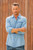 Men's Long-Sleeved Cotton Shirt in Denim Blue from India 'Bold Flair in Sky Blue'