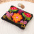 Floral Embroidered Wool Coin Purse in Black from Peru 'Exceptional Garden'