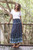 Paisley Motif Printed Rayon Skirt from Thailand 'Navy Paisleys'