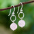 Round Rose Quartz Dangle Earrings Crafted in Thailand 'Ring Shimmer'