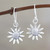 Sterling Silver Sunflower Dangle Earrings from India 'Sunflower Glitter'